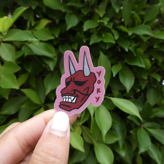 Oni Mask Holographic Sticker