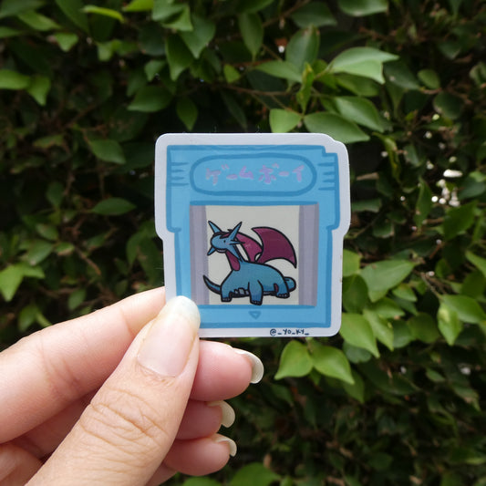 Salamence Blue Gameboy Cartridge Holographic Sticker (Mini)