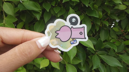 Caffeine Crashout Bunny Holographic Sticker (Mini)